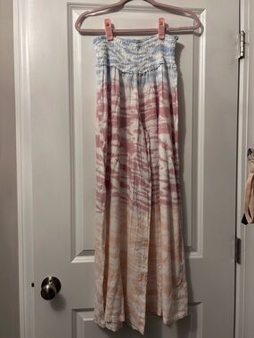 Tie-Dye Smocked Waist wide leg pants - Pink, Blue & Peach